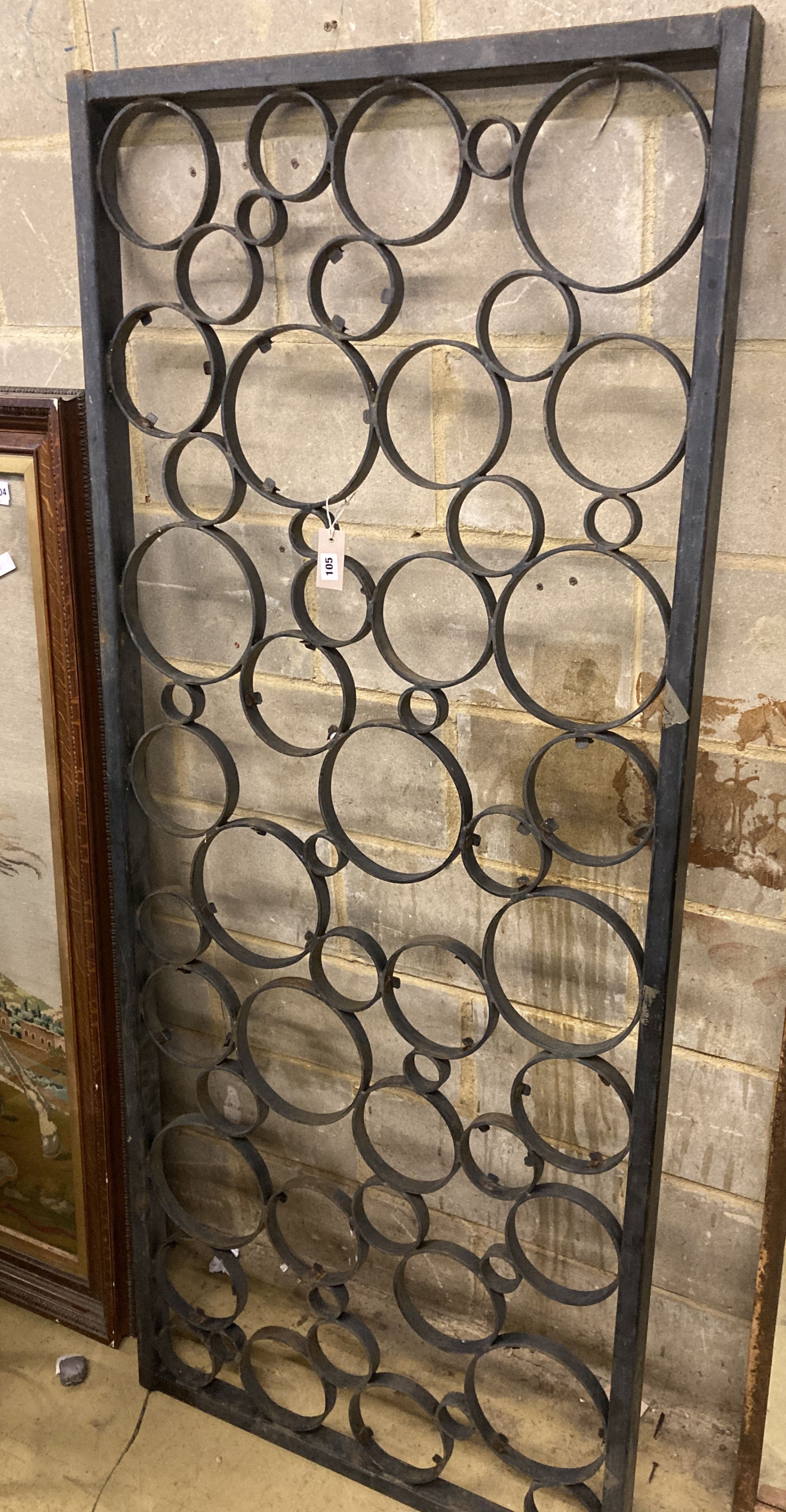 A wrought iron panel, width 80cm, height 190cm